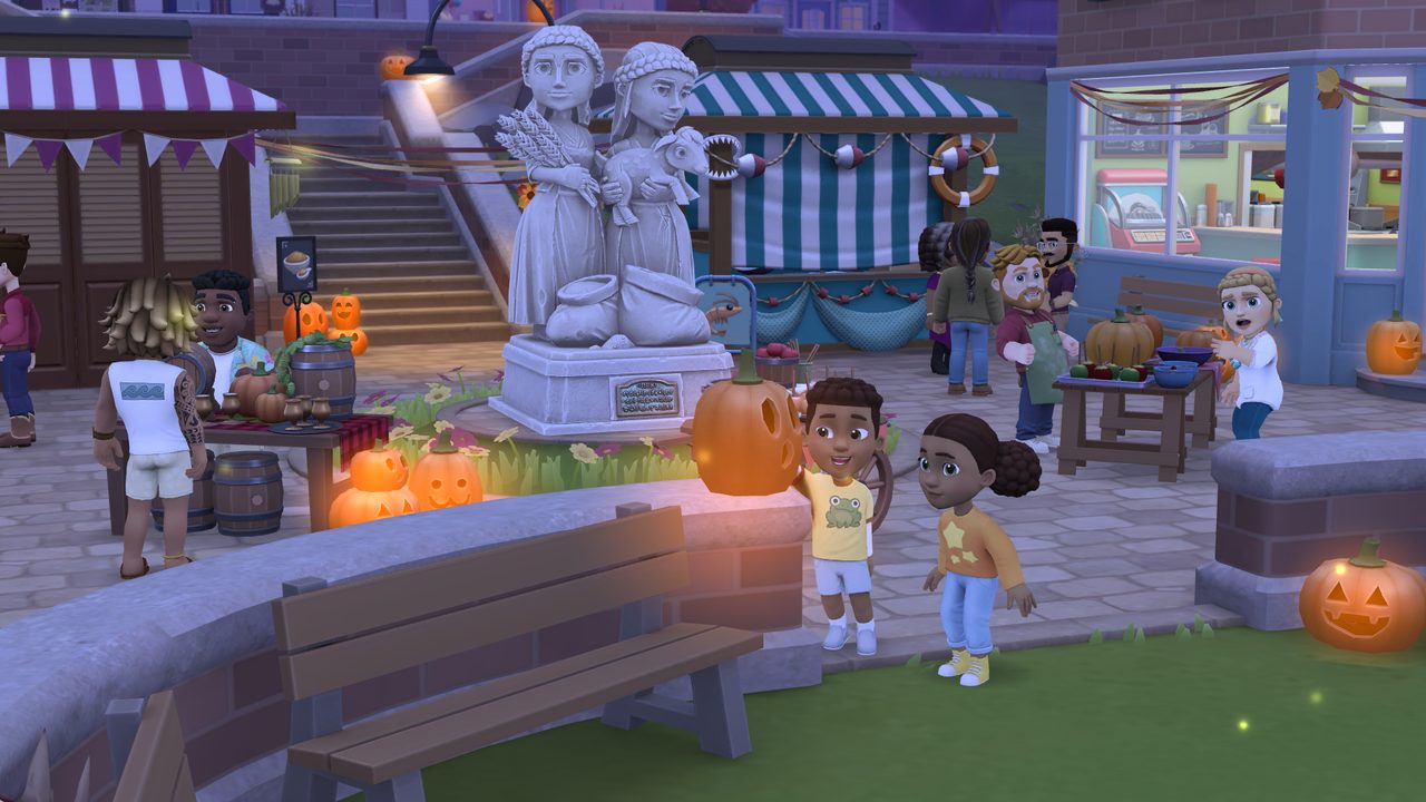 Pumpkins and stalls decorate the Harvest Festival.