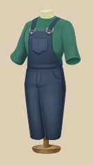 Basil and Denim Overalls outfit on a mannequin
