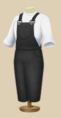 Cookies and Cream Overalls outfit on a mannequin