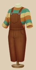 Harvest Brown Overalls outfit on a mannequin