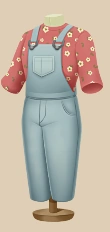 Pink Field Denim Overalls outfit on a mannequin
