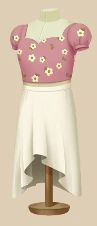 Pink Poppy Frilly outfit on a mannequin
