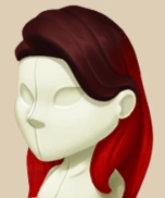 Cascading Crimson Tresses hairstyle on a mannequin