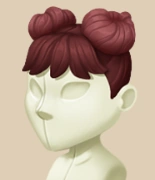 Classic Auburn Space Buns hairstyle on a mannequin