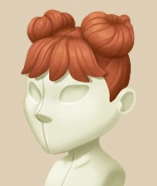 Copper Space Buns hairstyle on a mannequin