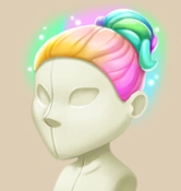 Rainbow Rave High Bun hairstyle on a mannequin