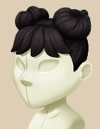 Raven Space Buns hairstyle on a mannequin